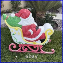 Vintage Grand Venture Santa And Sleigh Lighted Blow Mold Yard Decor