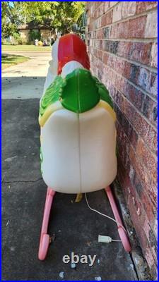 Vintage Grand Venture Santa And Sleigh With 1 Reindeer Lighted Blow Mold