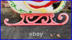 Vintage Grand Venture Santa And Sleigh With 1 Reindeer Lighted Blow Mold