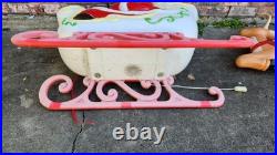 Vintage Grand Venture Santa And Sleigh With 1 Reindeer Lighted Blow Mold