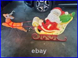 Vintage Grand Venture Santa And Sleigh With Reindeer Blow Mold EXCELLENT COND