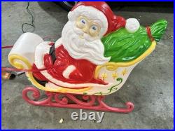 Vintage Grand Venture Santa And Sleigh With Reindeer Blow Mold EXCELLENT COND