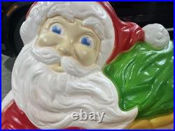 Vintage Grand Venture Santa And Sleigh With Reindeer Blow Mold EXCELLENT COND