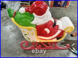 Vintage Grand Venture Santa And Sleigh With Reindeer Blow Mold EXCELLENT COND