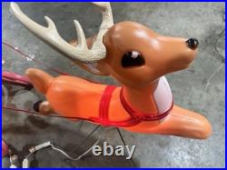 Vintage Grand Venture Santa And Sleigh With Reindeer Blow Mold EXCELLENT COND