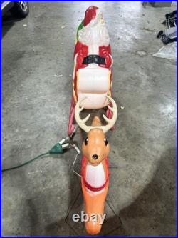 Vintage Grand Venture Santa And Sleigh With Reindeer Blow Mold EXCELLENT COND