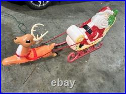 Vintage Grand Venture Santa And Sleigh With Reindeer Blow Mold EXCELLENT COND