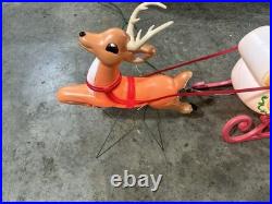 Vintage Grand Venture Santa And Sleigh With Reindeer Blow Mold EXCELLENT COND