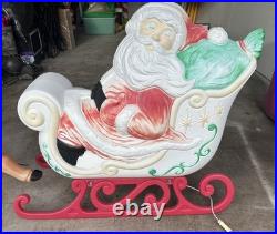 Vintage Grand Venture Santa And Sleigh With Reindeer Blow Mold GREAT CONDITION