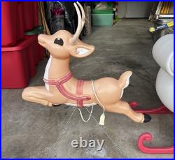 Vintage Grand Venture Santa And Sleigh With Reindeer Blow Mold GREAT CONDITION