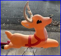 Vintage Grand Venture Santa And Sleigh With Reindeer Blow Mold GREAT CONDITION