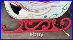 Vintage Grand Venture Santa And Sleigh With Reindeer Blow Mold GREAT CONDITION