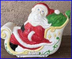 Vintage Grand Venture Santa Claus on Sled Blow Mold Christmas Yard Decoration