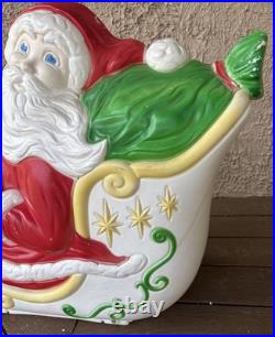 Vintage Grand Venture Santa Claus on Sled Blow Mold Christmas Yard Decoration