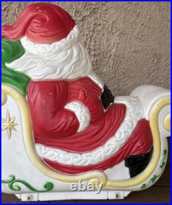 Vintage Grand Venture Santa Claus on Sled Blow Mold Christmas Yard Decoration