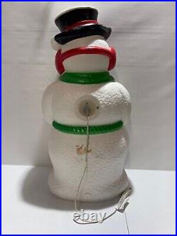 Vintage Grand Venture Snowman Christmas Green Scarf Lighted Blow Mold 30