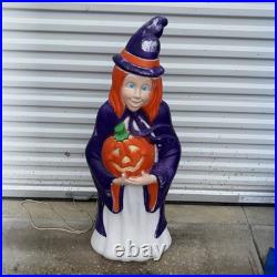 Vintage Grand Venture Witch Blow Mold Pumpkin Rare Purple Halloween 1997