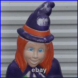 Vintage Grand Venture Witch Blow Mold Pumpkin Rare Purple Halloween 1997