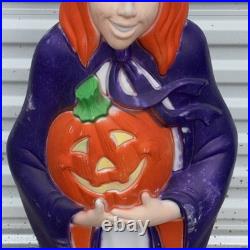 Vintage Grand Venture Witch Blow Mold Pumpkin Rare Purple Halloween 1997