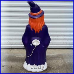 Vintage Grand Venture Witch Blow Mold Pumpkin Rare Purple Halloween 1997