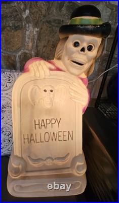 Vintage Grave Tombstone Skeleton Halloween Blow Mold 27 Super Rare