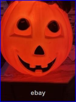 Vintage Halloween Black Cat And Pumpkin Blowmold