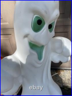 Vintage Halloween Blow Mold Ghost Pumpkin & Witch Lot of 3 Yard Decor with cord