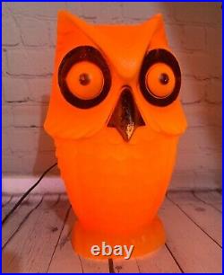 Vintage Halloween Blow Mold Lighted Orange Owl Decoration