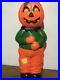 Vintage Halloween Blow Mold Pumpkin Head Scarecrow 31 Lighted Holds Sign Bright