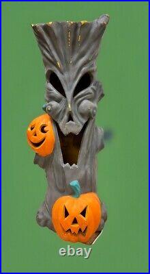 Vintage Halloween Blow Mold Spooky Creepy Tree W Face Light Up W Pumpkins 36