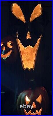 Vintage Halloween Blow Mold Spooky Creepy Tree W Face Light Up W Pumpkins 36