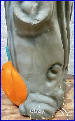 Vintage Halloween Blow Mold Spooky Creepy Tree W Face Light Up W Pumpkins 36
