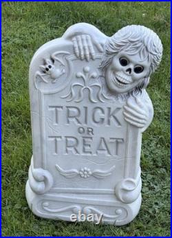 Vintage Halloween Blow Mold Tombstone Grave Skeleton Trick Or Treat 28 Tall