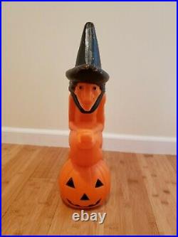 Vintage Halloween Blow Mold Witch On Broom Union Don Featherstone