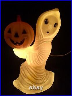 Vintage Halloween Blow mold Ghost with jack-o-lantern General Foam Plastics Corp