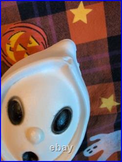 Vintage Halloween Blowmold Plastic Ghost & Cat Decoration, General Foam, WORKS