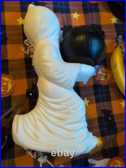Vintage Halloween Blowmold Plastic Ghost & Cat Decoration, General Foam, WORKS