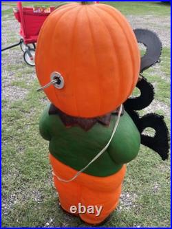 Vintage Halloween Don Featherstone Pumpkin Head Scarecrow Blow Mold Union 1995