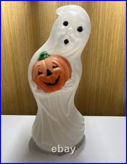 Vintage Halloween Ghost Holding Pumpkin Light Up Blow Mold 34 General Foam