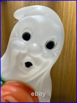 Vintage Halloween Ghost Holding Pumpkin Light Up Blow Mold 34 General Foam