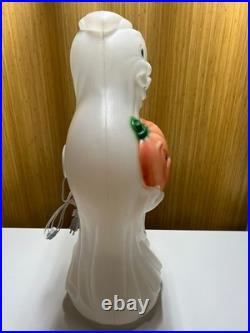 Vintage Halloween Ghost Holding Pumpkin Light Up Blow Mold 34 General Foam