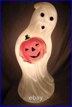 Vintage Halloween Ghost&Pumpkin Light Up Blow Mold 34Porch, Yard, Home Decor
