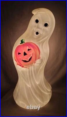 Vintage Halloween Ghost&Pumpkin Light Up Blow Mold 34Porch, Yard, Home Decor