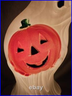 Vintage Halloween Ghost&Pumpkin Light Up Blow Mold 34Porch, Yard, Home Decor