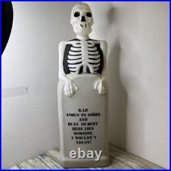 Vintage Halloween RIP Tombstone Skeleton Headstone Blow Mold Empire Works Flaws Vintage Halloween RIP Tombstone Skeleton Headstone Blow Mold Empire Works Flaws