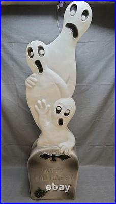 Vintage Halloween Union Blow Mold Ghost Stack Bat Tombstone 1995 Light Up