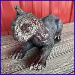 Vintage Hand Crafted Blow Mold Spooky Halloween Haunted House Cat Black One Eye