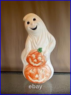 Vintage Happy Ghost With Pumpkins Blow Mold Halloween Yard Decor From 90's