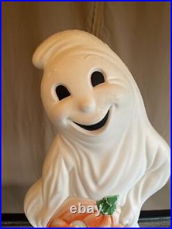 Vintage Happy Ghost With Pumpkins Blow Mold Halloween Yard Decor From 90's