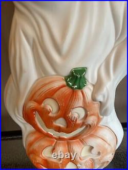 Vintage Happy Ghost With Pumpkins Blow Mold Halloween Yard Decor From 90's